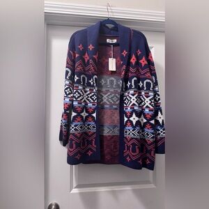 Lucky Brand Multicolor Geometric Cardigan